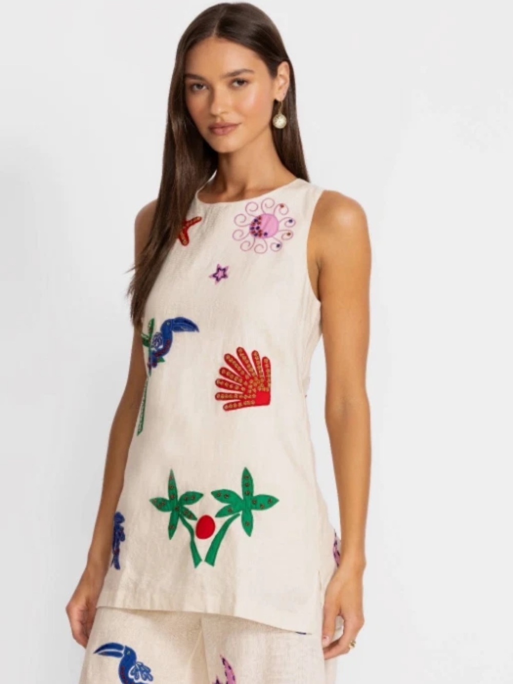 NWT Johnny Was Jade Cassady 2-Piece Set Linen Embroidered XL